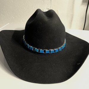 Wrangler Sheepskin Leather 5X Beaver Quality Black Cowboy Western Hat Size 7 1/8